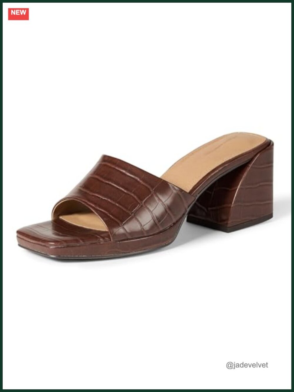 Women's Platform Mule Sandals Block Heel Faux Leather Slip On
